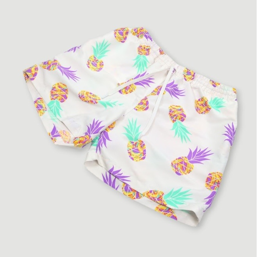 Chubbies Royal Pineapple Swim Trunks Men Large 5.5" Inseam White Board Shorts